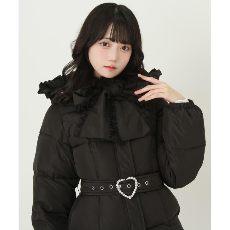 ビッグボウタイリボンAラインフェイクダウンコート 量産型 地雷系[品番