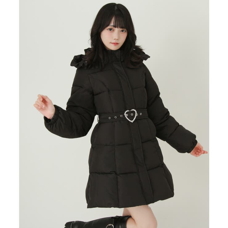 エムズグレイシー リボンAラインロングダウンコート 黒38 取外可フェイクファー 大きいサイズ✨エムズグレイシー ロングダウンコート リボン カメリア
