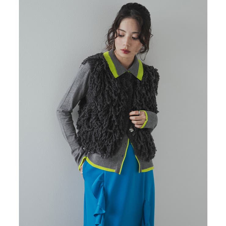 バイカラーポロニットカーディガン 韓国 夢展望 | 夢展望 | 詳細画像9 