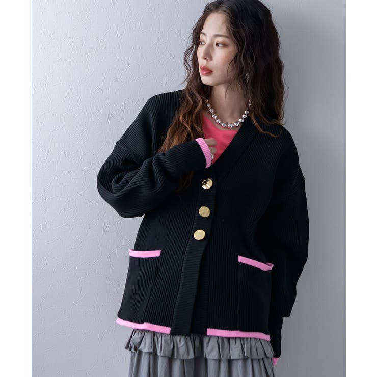 ダンボールニットバイカラーカーディガン 韓国 夢展望 | 夢展望 | 詳細画像4 