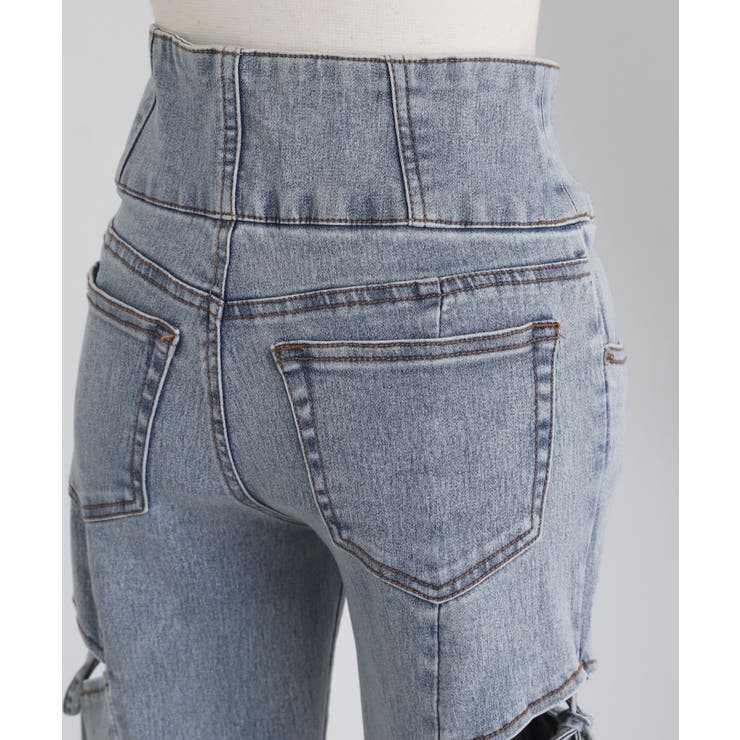 スリット入りカットアウトリボンフレアデニムパンツ 量産型 地雷系 夢展望 | DearMyLove | 詳細画像27 