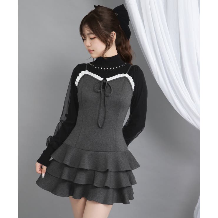 ティアードフリルミニキャミワンピ&パーカーセットアップ 量産型 地雷系 | DearMyLove | 詳細画像17 