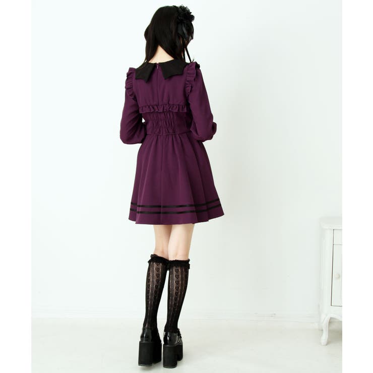 コウモリ襟チェーンボタンフリルプリーツワンピース 量産型 地雷系 夢展望 | DearMyLove | 詳細画像13 