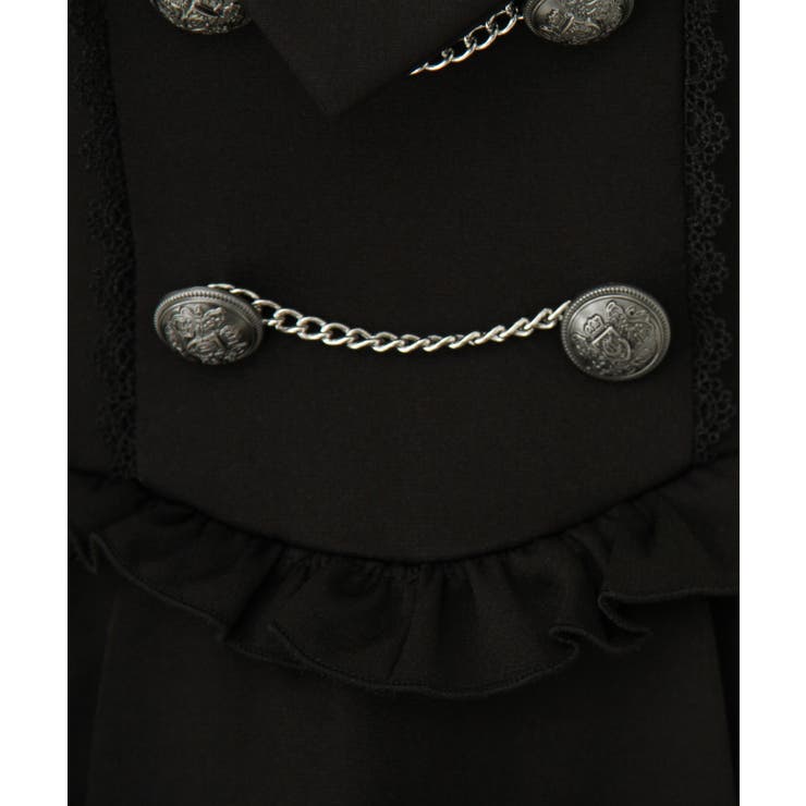 コウモリ襟チェーンボタンフリルプリーツワンピース 量産型 地雷系 夢展望 | DearMyLove | 詳細画像19 