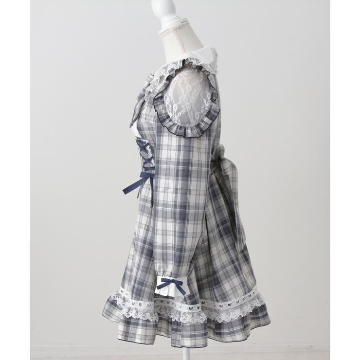 ハートレースウエストレースアップフリルワンピース 量産型 地雷系 夢展望 | DearMyLove | 詳細画像21 