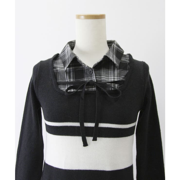 シャツドッキングプリーツニットワンピース 量産型 地雷系 | DearMyLove | 詳細画像7 