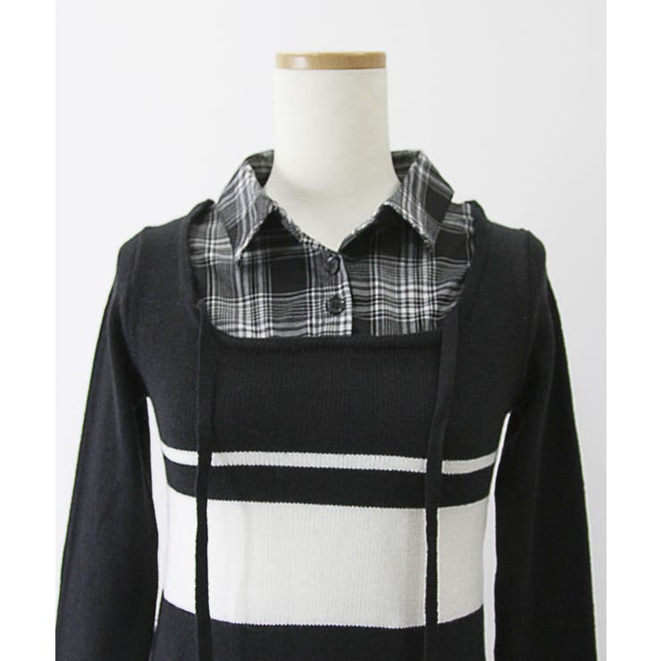 シャツドッキングプリーツニットワンピース 量産型 地雷系 | DearMyLove | 詳細画像8 