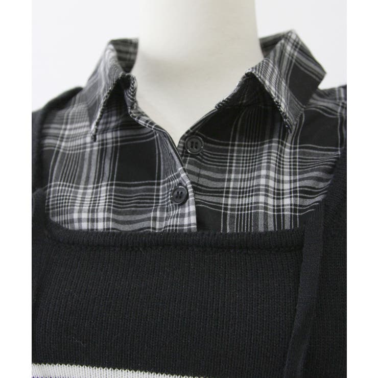 シャツドッキングプリーツニットワンピース 量産型 地雷系 | DearMyLove | 詳細画像9 