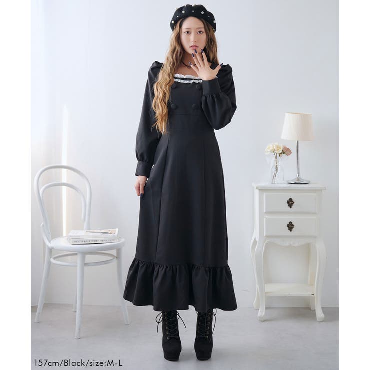 フリルリボンマーメイドワンピース【大きいサイズ有り】 量産型 地雷系 夢展望 | DearMyLove | 詳細画像2 