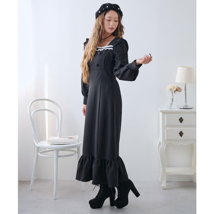 フリルリボンマーメイドワンピース【大きいサイズ有り】 量産型 地雷系 夢展望 | DearMyLove | 詳細画像3 