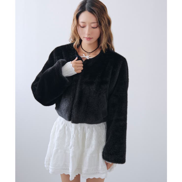 フェイクファーティペット付きショートコート【大きいサイズ有り】 量産型 地雷系 | DearMyLove | 詳細画像12 