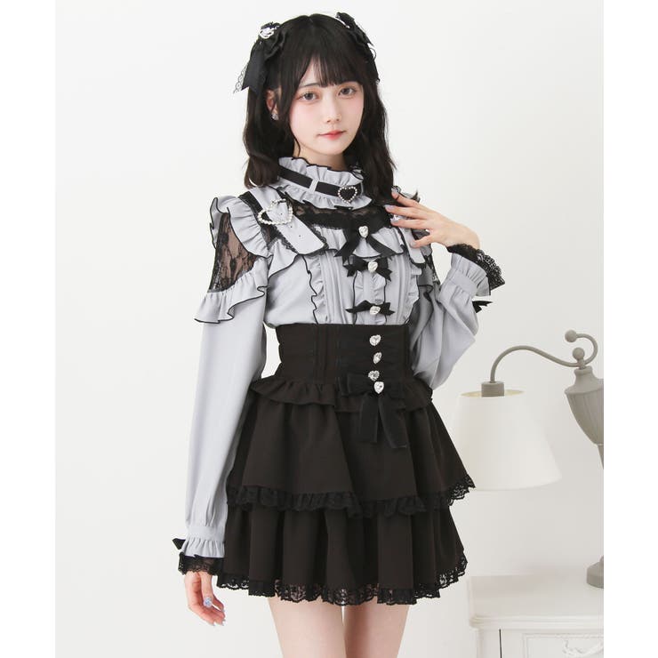 キラキラハートチョーカーベルトレースブラウス 量産型 地雷系 夢展望 | DearMyLove | 詳細画像20 