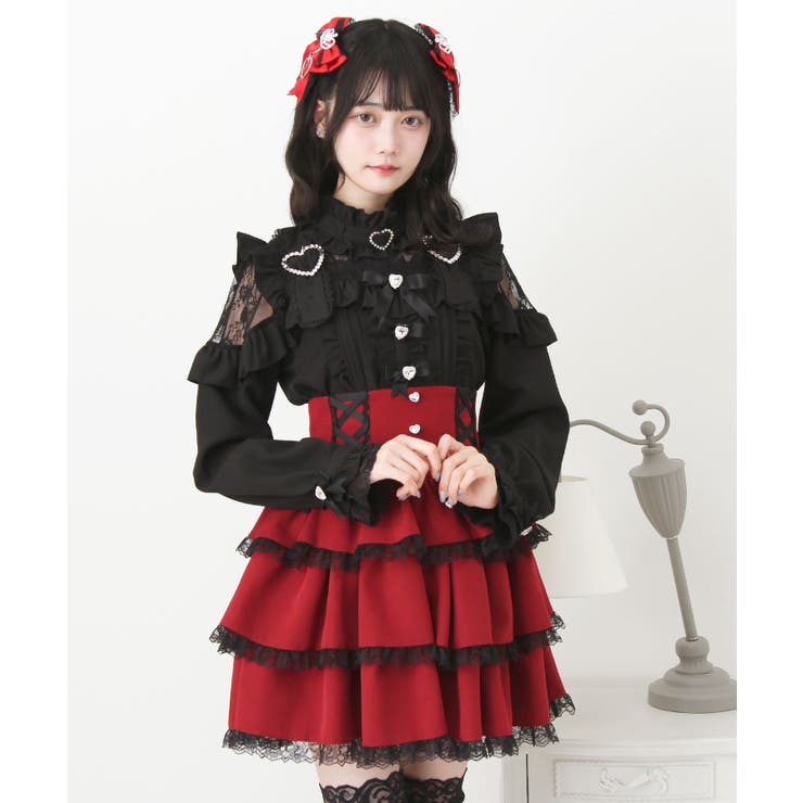 キラキラハートチョーカーベルトレースブラウス 量産型 地雷系 夢展望 | DearMyLove | 詳細画像22 