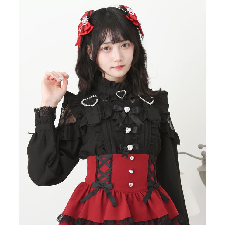 キラキラハートチョーカーベルトレースブラウス 量産型 地雷系 夢展望 | DearMyLove | 詳細画像25 