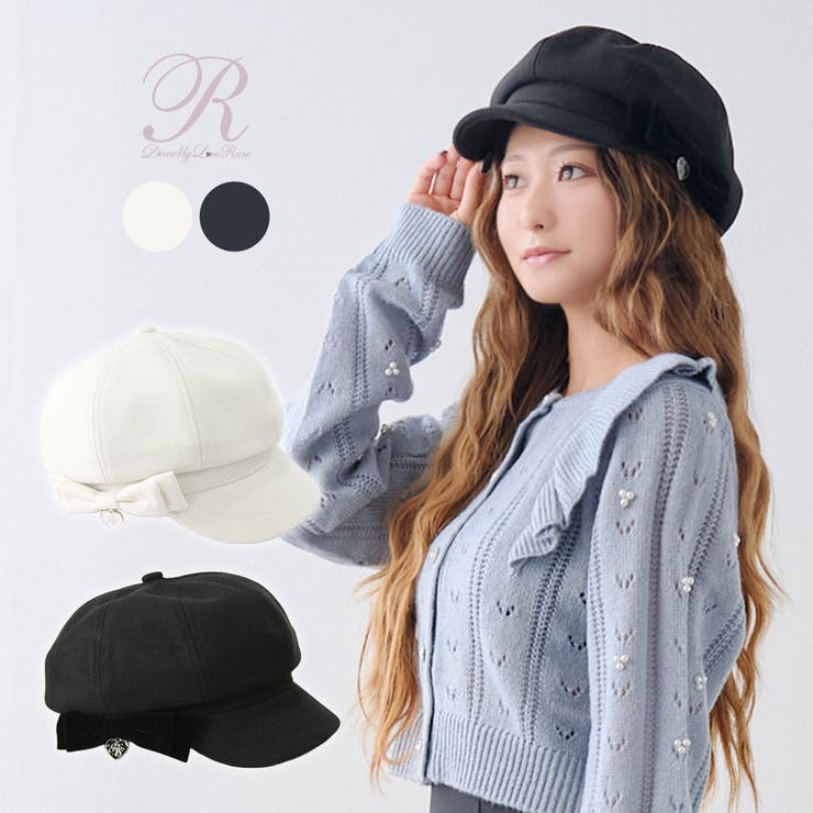 オリジナルハートチャーム付きリボンキャスケット 量産型 地雷系 夢展望 | DearMyLove | 詳細画像1 