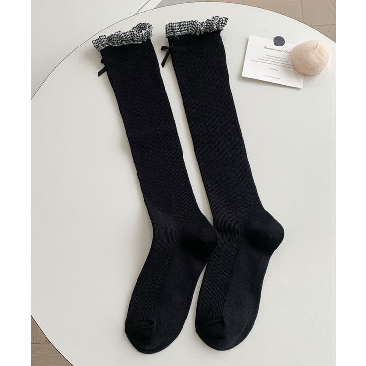 チェックフリルリボンハイソックス 量産型 地雷系 夢展望 | DearMyLove | 詳細画像8 