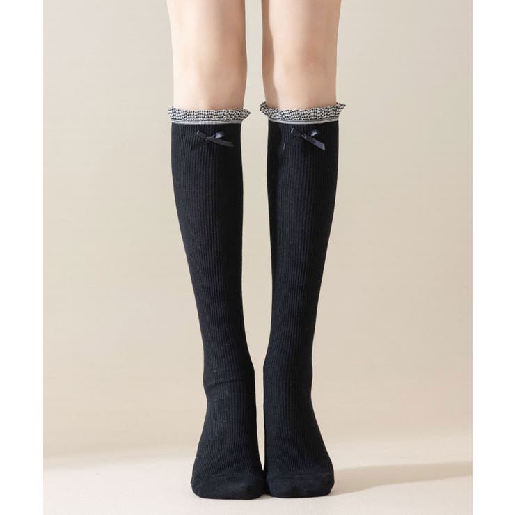 チェックフリルリボンハイソックス 量産型 地雷系 夢展望 | DearMyLove | 詳細画像9 