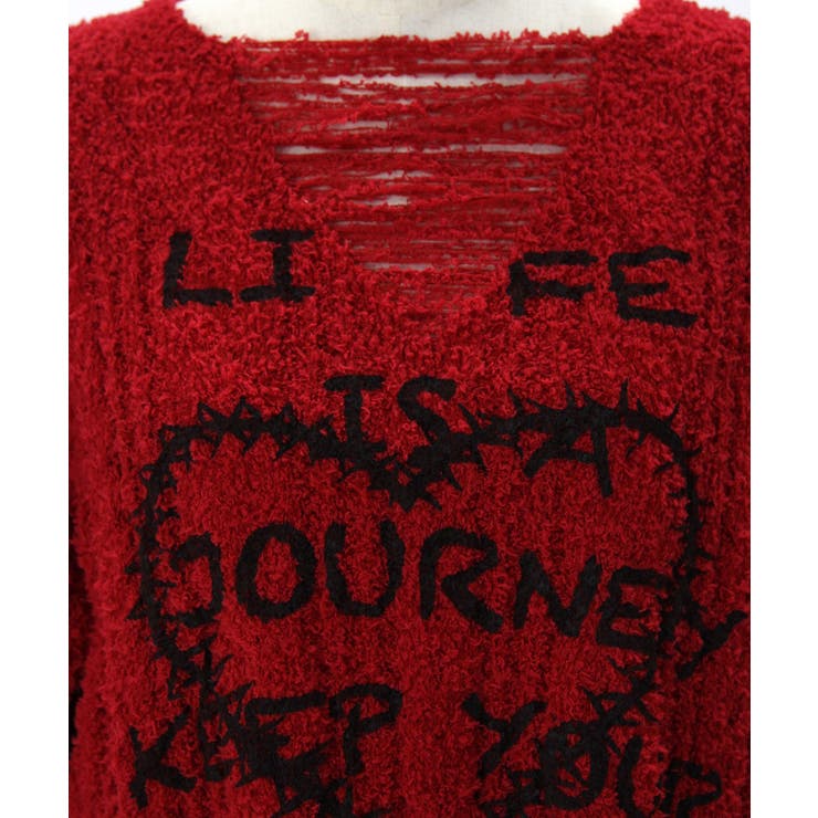 サブカル地雷系ダメージ風ゆるだぼ英字ロゴ長袖ニットトップス 韓国 夢展望 | 夢展望 | 詳細画像30 