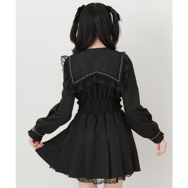 十字架クモレーススタッズベルトセーラーワンピース 量産型 地雷系 夢展望 | DearMyLove | 詳細画像6 