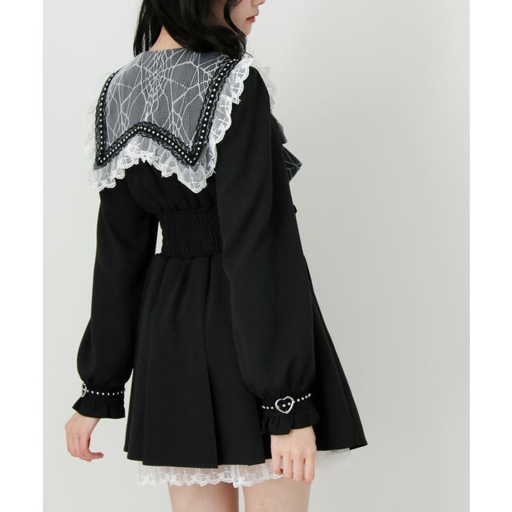 十字架クモレーススタッズベルトセーラーワンピース 量産型 地雷系 夢展望 | DearMyLove | 詳細画像16 