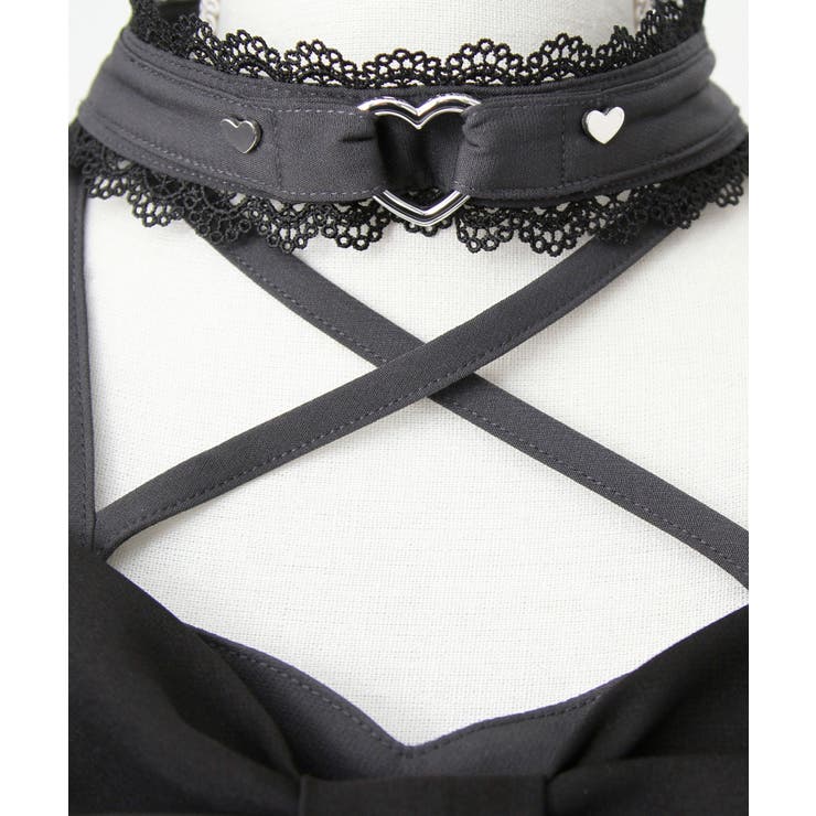 ビッグリボンハートスタッズチョーカー風レース袖フリルワンピース 量産型 地雷系 | DearMyLove | 詳細画像23 