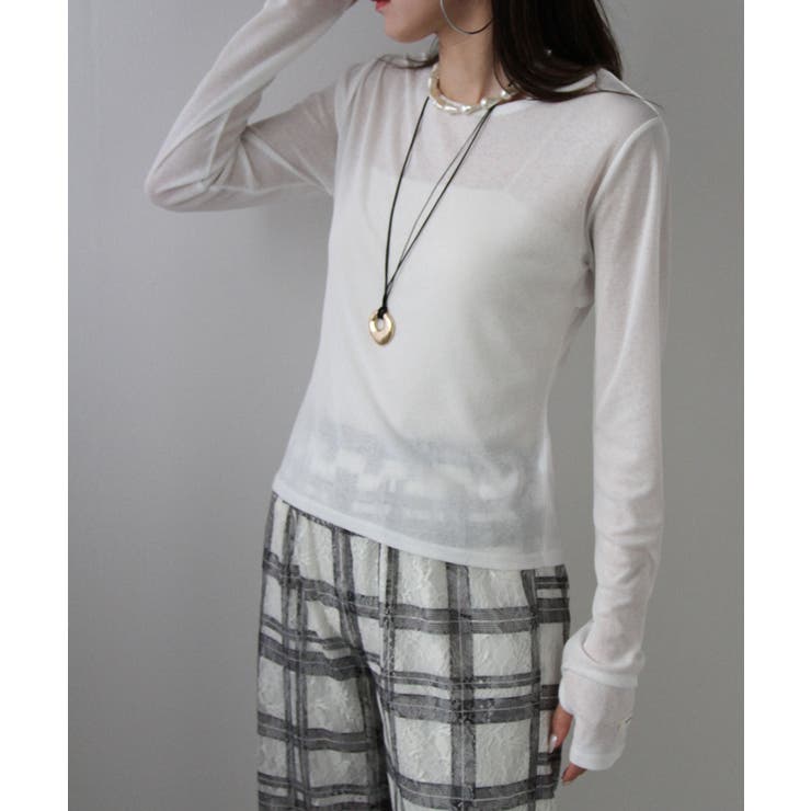 シアーレイヤード風ロングスリーブトップス 韓国 夢展望 | 夢展望 | 詳細画像2 