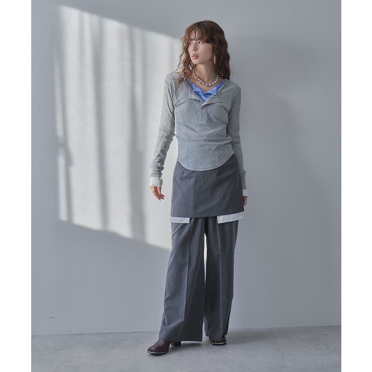 スキッパーカラーレイヤードシアートップス 韓国 夢展望 | 夢展望 | 詳細画像10 