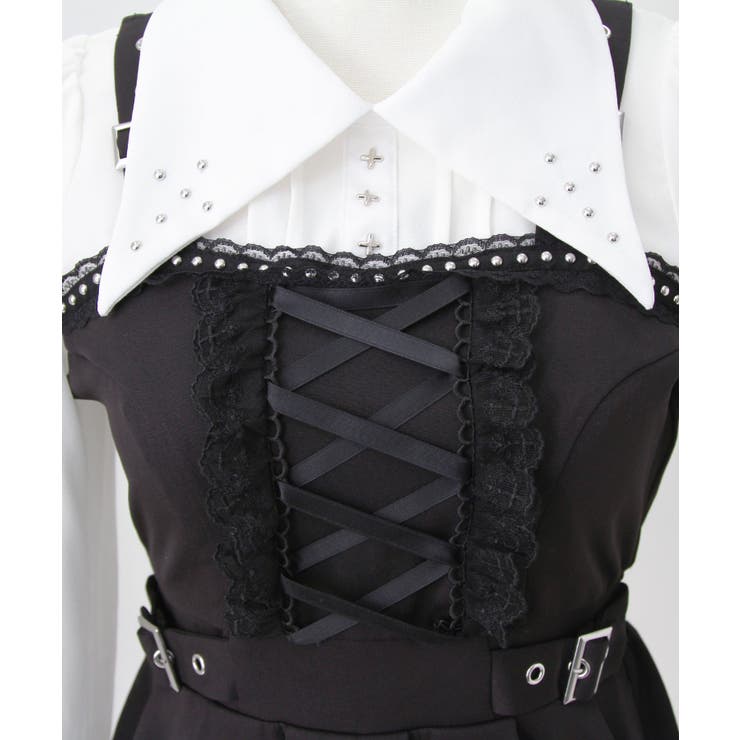 十字架スタッズジャンスカ風レースアッププリーツワンピース 量産型 地雷系 | DearMyLove | 詳細画像28 