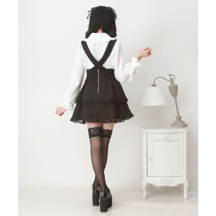 サス付きハートバックルレースアップリボンスカート 量産型 地雷系 夢展望 | DearMyLove | 詳細画像11 