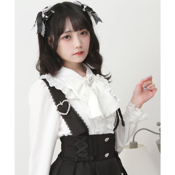 サス付きハートバックルレースアップリボンスカート 量産型 地雷系 夢展望 | DearMyLove | 詳細画像12 