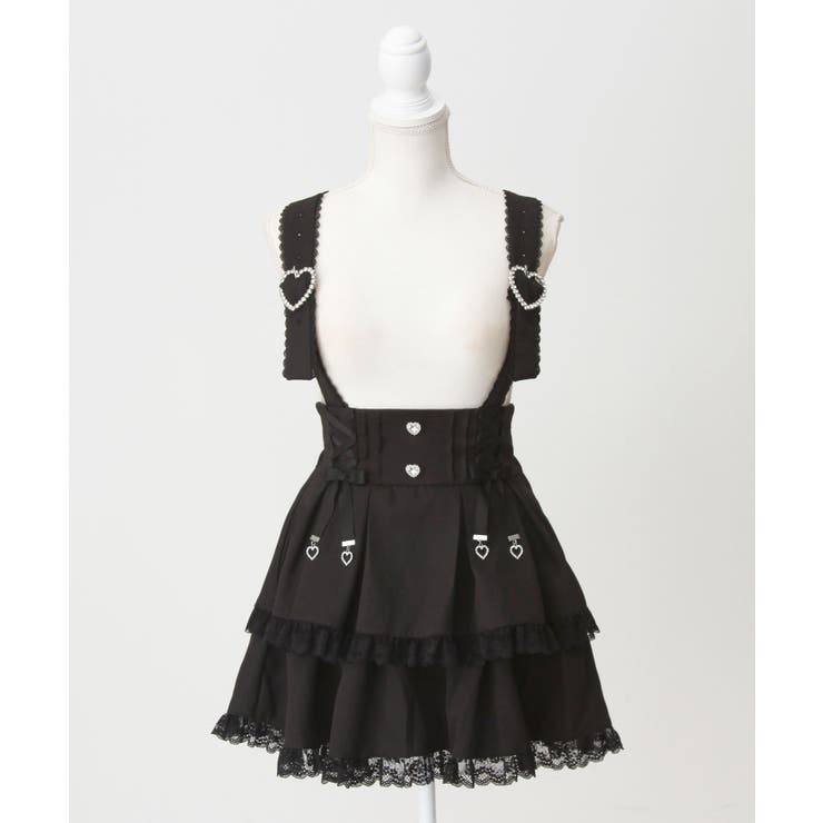 サス付きハートバックルレースアップリボンスカート 量産型 地雷系 夢展望 | DearMyLove | 詳細画像18 