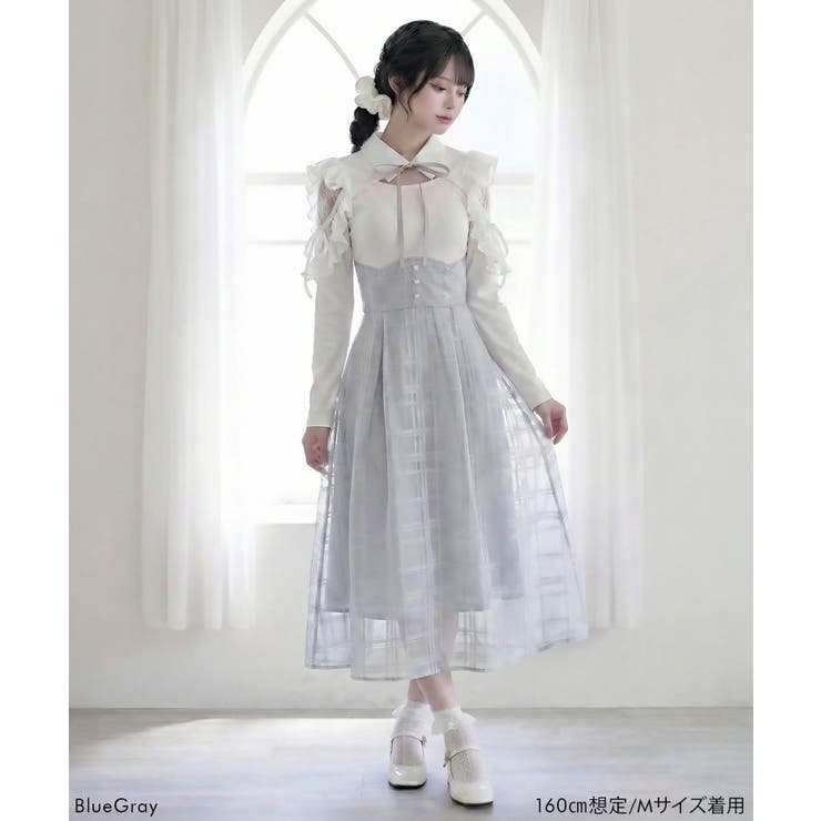 デコルテオープンシアーチェックスカートドッキングワンピース【大きいサイズあり】 … | DearMyLove | 詳細画像5 