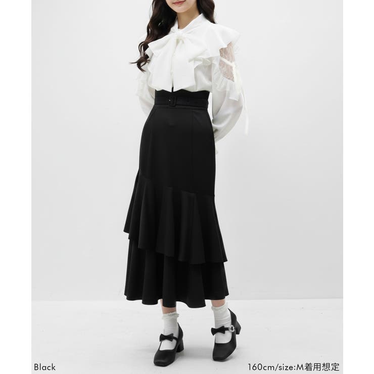 スリット入りアシメフリルマーメイドスカート【大きいサイズ有り】 量産型 地雷系 | DearMyLove | 詳細画像2 