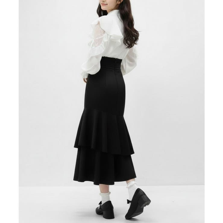 スリット入りアシメフリルマーメイドスカート【大きいサイズ有り】 量産型 地雷系 | DearMyLove | 詳細画像4 