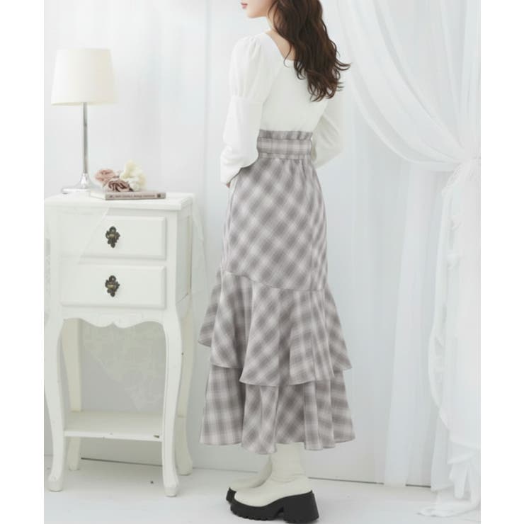 スリット入りアシメフリルマーメイドスカート【大きいサイズ有り】 量産型 地雷系 | DearMyLove | 詳細画像7 