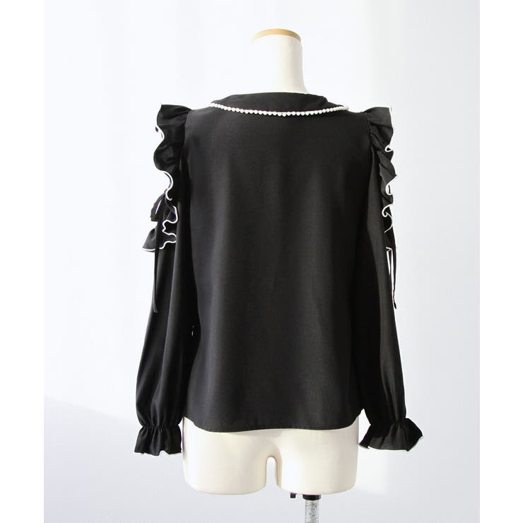 【4Lー5L】ショルダーレースフリル丸襟ブラウス 韓国 夢展望 | 夢展望 | 詳細画像14 