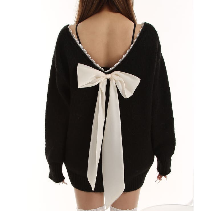 バックビックリボンゆるニットトップス 韓国 夢展望 | 夢展望 | 詳細画像15 