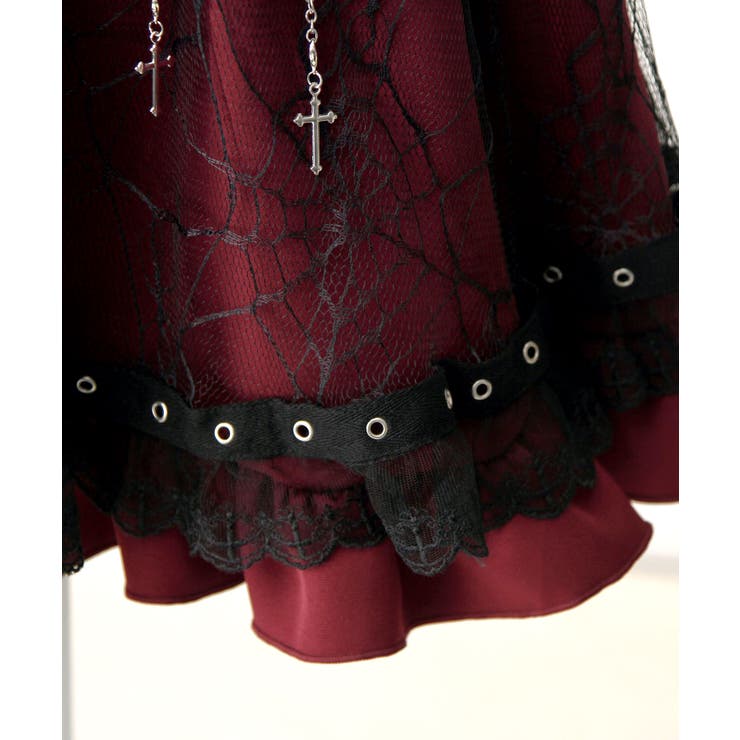 クロスチェーンハトメテープクモレースフリルスカート 量産型 地雷系 夢展望 | DearMyLove | 詳細画像25 