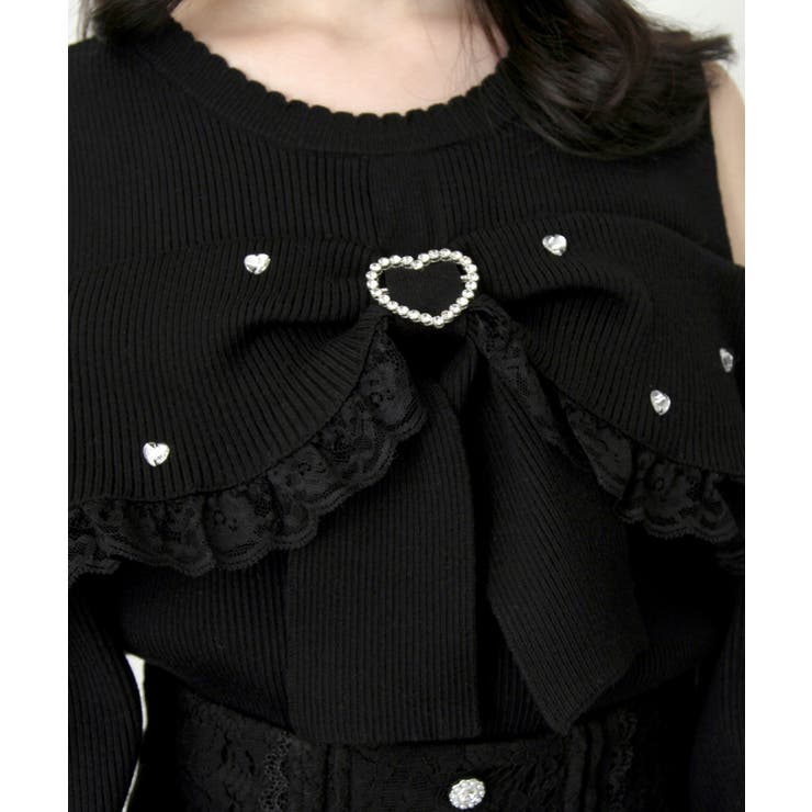 キラキラハートリボンオフショルニット 量産型 地雷系 夢展望 | DearMyLove | 詳細画像28 