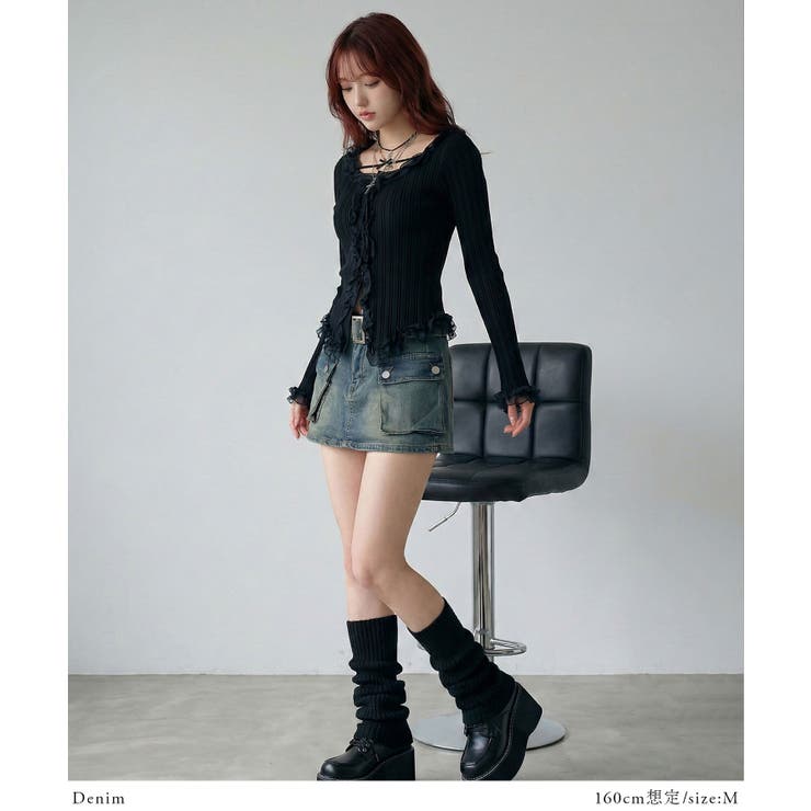 スカート見え×ショートパンツ ベルト付ハイウエストカーゴスカパン 韓国 夢展望 | 夢展望 | 詳細画像2 