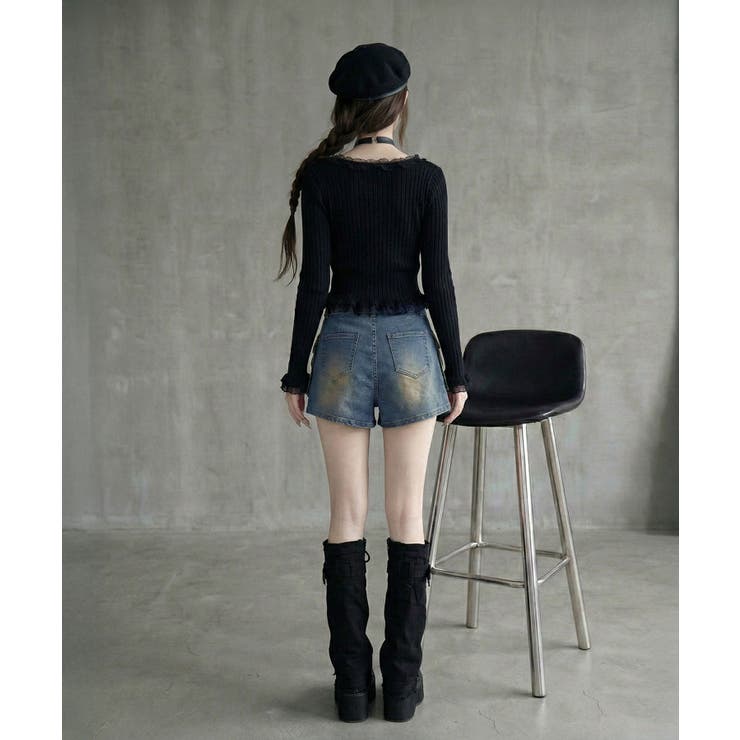 スカート見え×ショートパンツ ベルト付ハイウエストカーゴスカパン 韓国 夢展望 | 夢展望 | 詳細画像6 