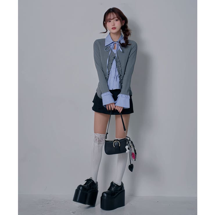 スカート見え×ショートパンツ ベルト付ハイウエストカーゴスカパン 韓国 夢展望 | 夢展望 | 詳細画像17 