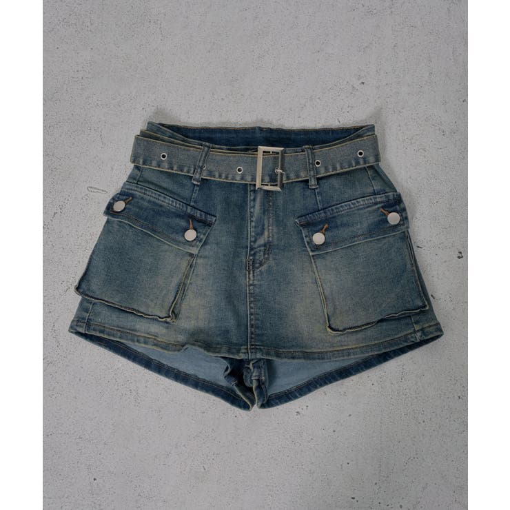 スカート見え×ショートパンツ ベルト付ハイウエストカーゴスカパン 韓国 夢展望 | 夢展望 | 詳細画像24 