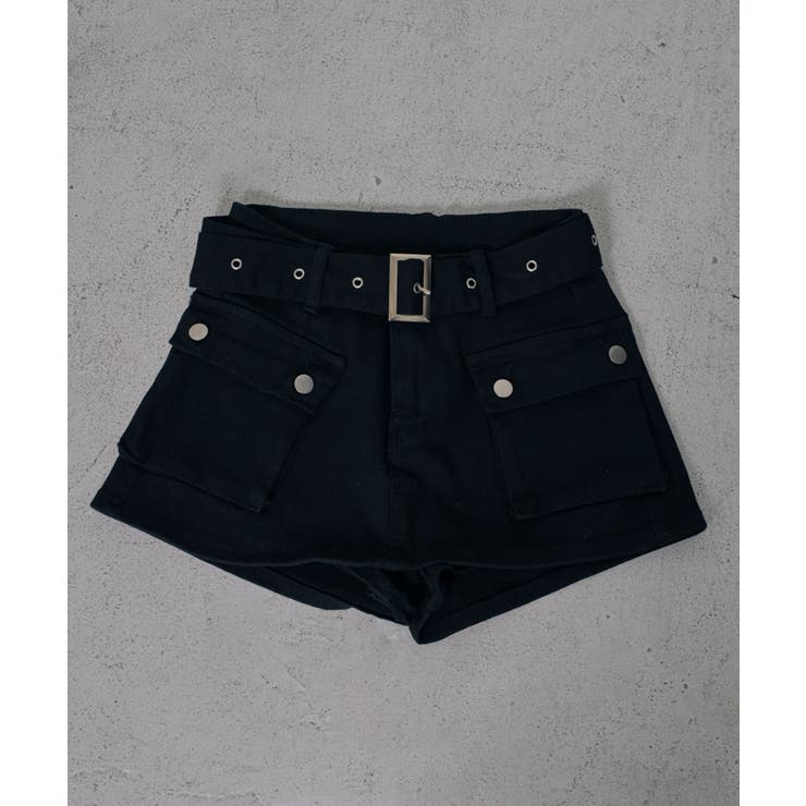 スカート見え×ショートパンツ ベルト付ハイウエストカーゴスカパン 韓国 夢展望 | 夢展望 | 詳細画像27 