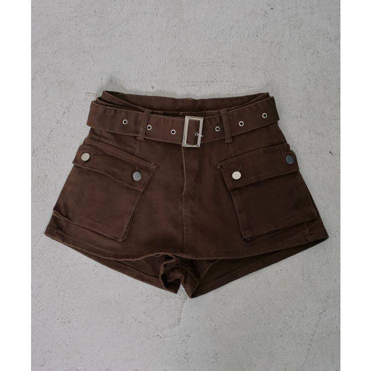 スカート見え×ショートパンツ ベルト付ハイウエストカーゴスカパン 韓国 夢展望 | 夢展望 | 詳細画像28 