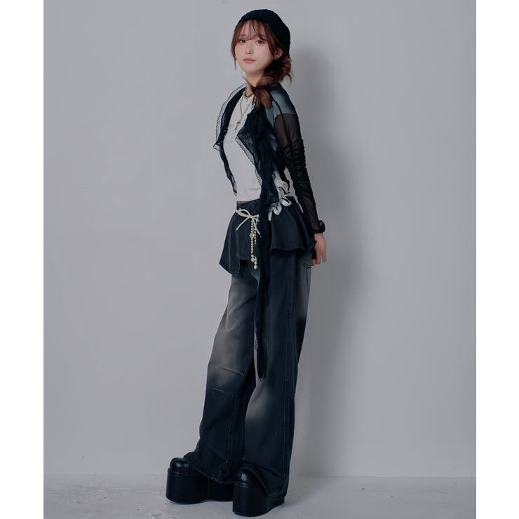 フリルレイヤードY2Kバギーデニムパンツ 韓国 夢展望 | 夢展望 | 詳細画像5 