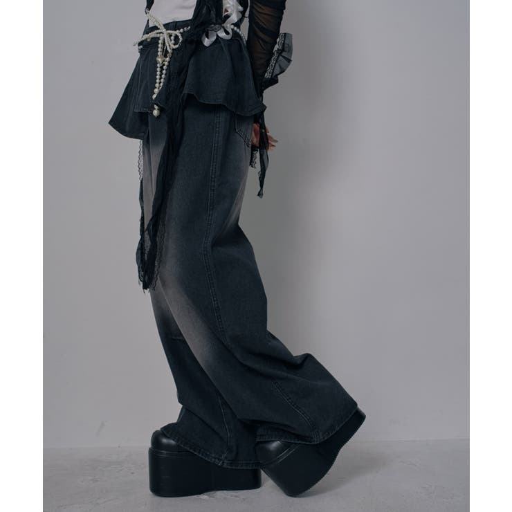 フリルレイヤードY2Kバギーデニムパンツ 韓国 夢展望 | 夢展望 | 詳細画像6 