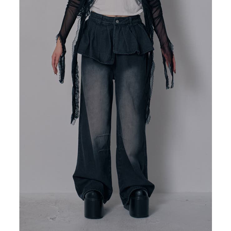 フリルレイヤードY2Kバギーデニムパンツ 韓国 夢展望 | 夢展望 | 詳細画像13 