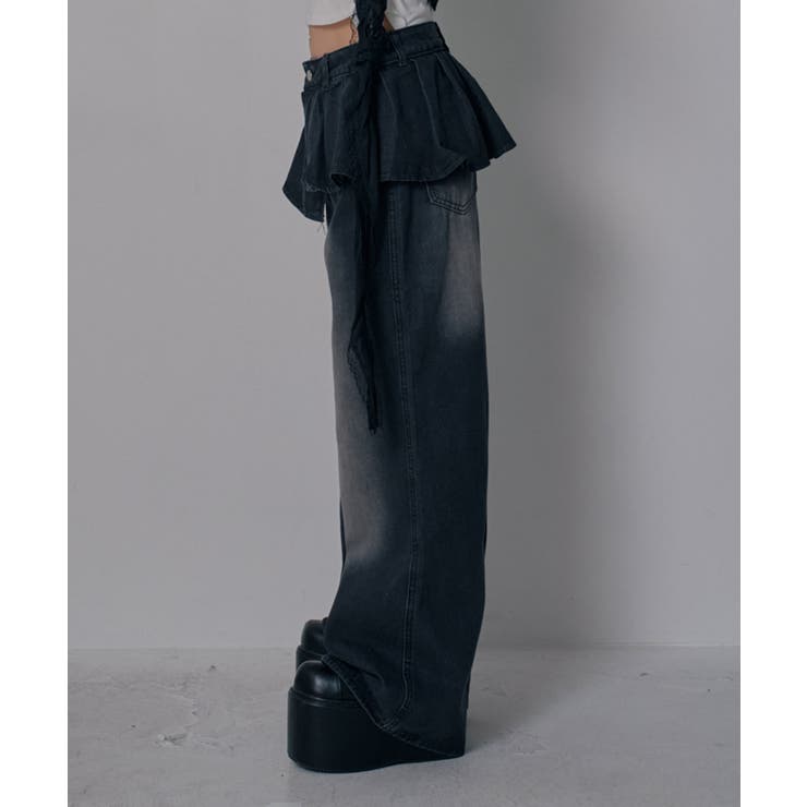 フリルレイヤードY2Kバギーデニムパンツ 韓国 夢展望 | 夢展望 | 詳細画像15 