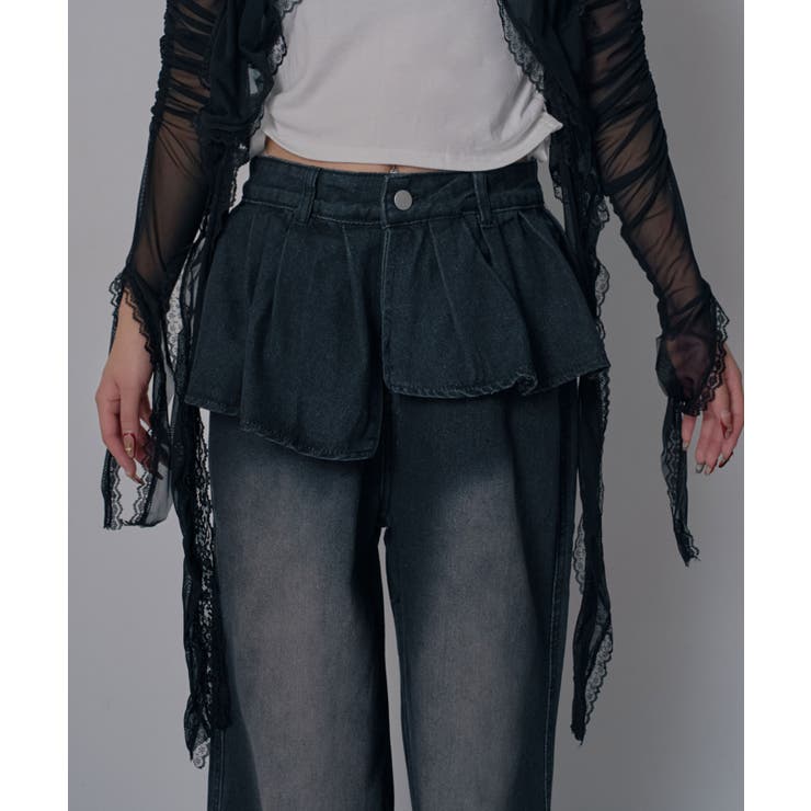フリルレイヤードY2Kバギーデニムパンツ 韓国 夢展望 | 夢展望 | 詳細画像16 